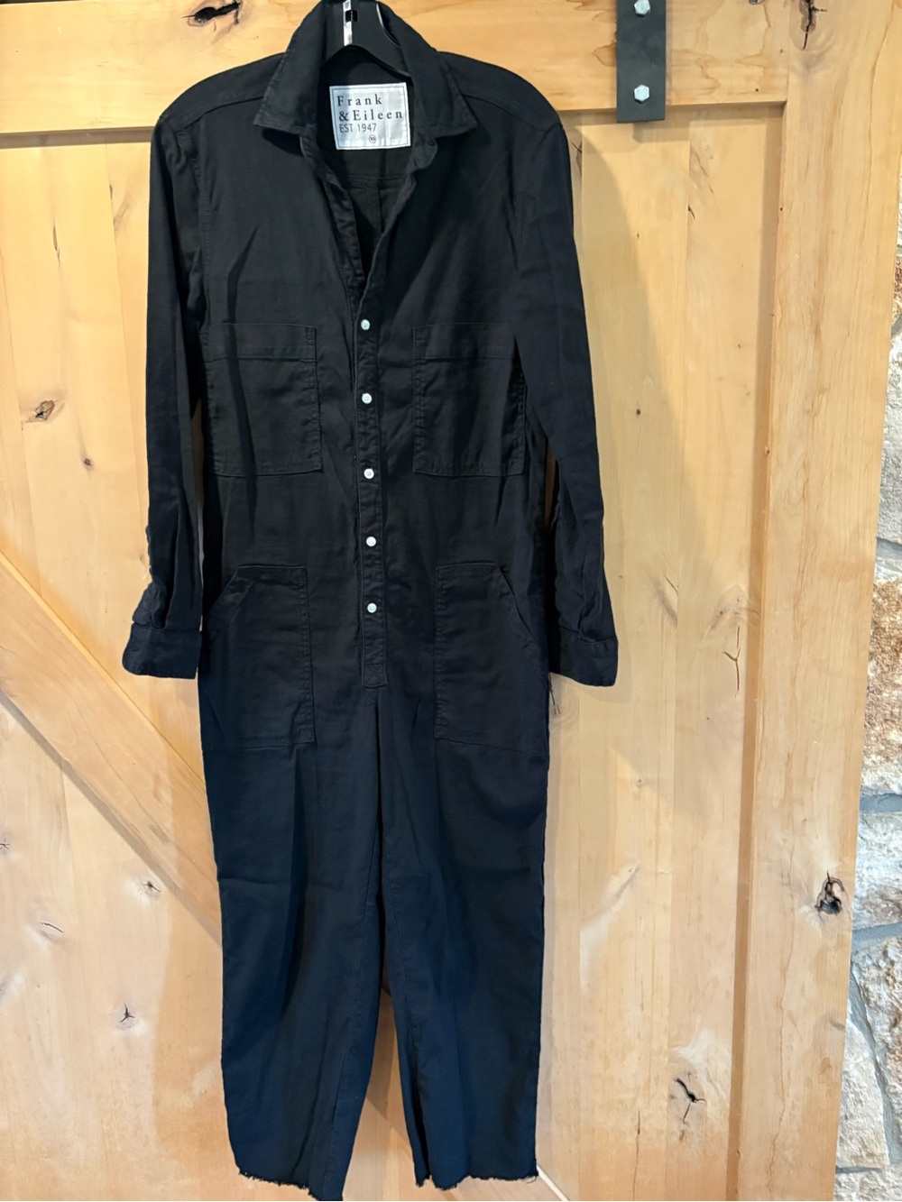 Frank & Eileen Black Button-Front Utility Jumpsuit